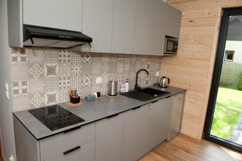奥克宁卡Kapitanka Apartamenty的厨房配有水槽和台面