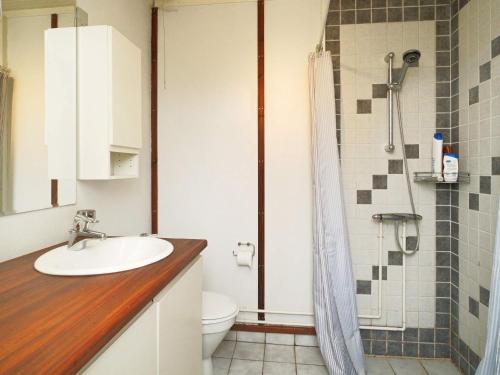霍尔拜克Holiday home Holbæk III的一间带水槽和淋浴的浴室