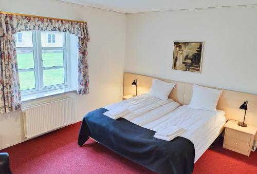 菲耶里茨莱乌洛纳斯酒店的一间卧室设有一张大床和一个窗户。