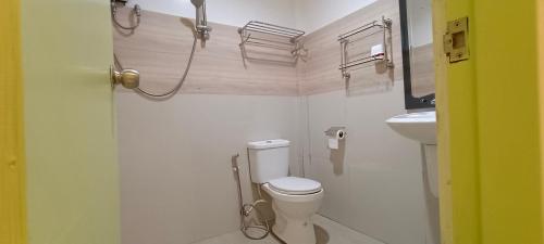 圣维森特Rabang Traveller's Inn的一间带卫生间和水槽的小浴室