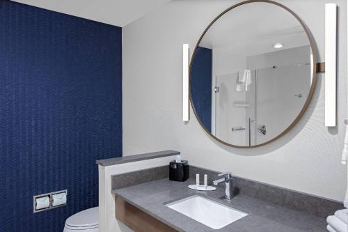 格林菲尔德Fairfield Inn & Suites by Marriott Indianapolis Greenfield的一间带水槽和镜子的浴室