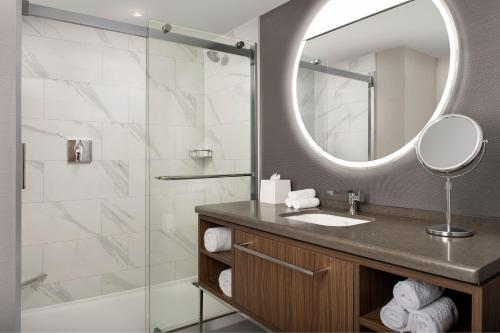华盛顿金普顿图普酒店的一间带水槽和镜子的浴室