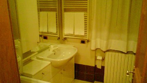摩德纳迪-坎皮格里奥Campiglio Bilocale Dolomiti的一间带水槽和窗户的浴室