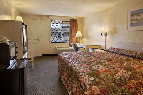 兰塔纳兰坦纳西棕榈滩速8酒店的一间设有大床和窗户的酒店客房
