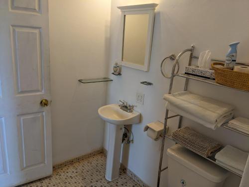 La RiberaHacienda De Palmas的白色的浴室设有水槽和镜子