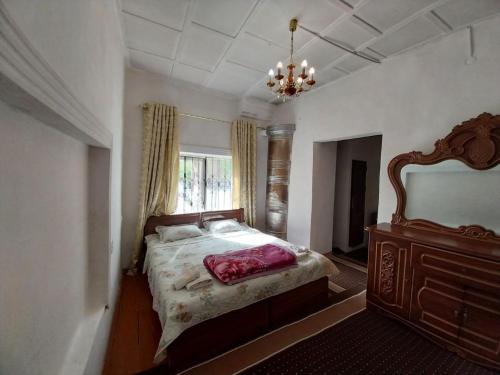 撒马尔罕Fayz Guest House的一间卧室设有一张大床和一个窗户。