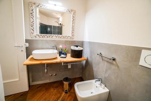 阿西西Maison Portica 29的一间带水槽、卫生间和镜子的浴室