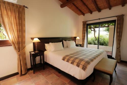门多萨Casa Agostino - Luxury wine and hotel in Bodega Agostino的一间卧室设有一张床和一个大窗户