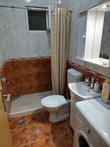 蒂瓦特Apartmani Irena的一间带卫生间和水槽的浴室