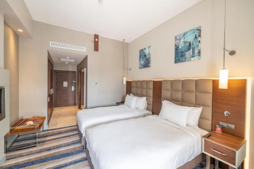 埃斯基谢希尔QUESTA THERMAL&SPA HOTEL的一间酒店客房,设有两张床和电视