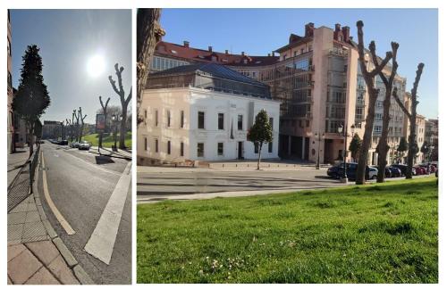 奥维多El Balcón del Campillín的两幅建筑物和街道的图片