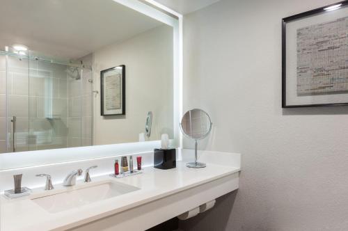 坦帕Marriott Tampa Westshore的白色的浴室设有水槽和镜子
