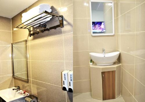 吉隆坡ECO HOTEL at BUKIT BINTANG的一间带水槽和镜子的浴室