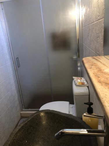 阿拉霍瓦Elvira’s Apartment的一间带卫生间和水槽的小浴室
