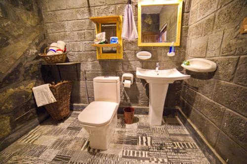 锡卡都Baltistan Fort的一间带卫生间和水槽的浴室