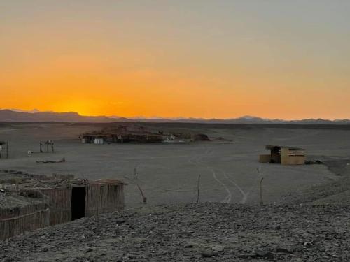 考拉亚湾Apadi camp的享有沙漠美景,背景是日落