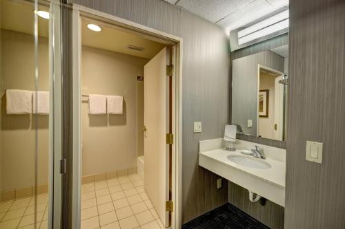 沃索沃索万怡酒店的一间带水槽和镜子的浴室
