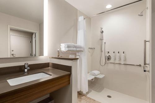 博尼塔斯普林斯Fairfield by Marriott Inn & Suites Bonita Springs的一间带水槽和淋浴的浴室