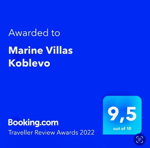 Marine Villas Koblevo的证书、奖牌、标识或其他文件