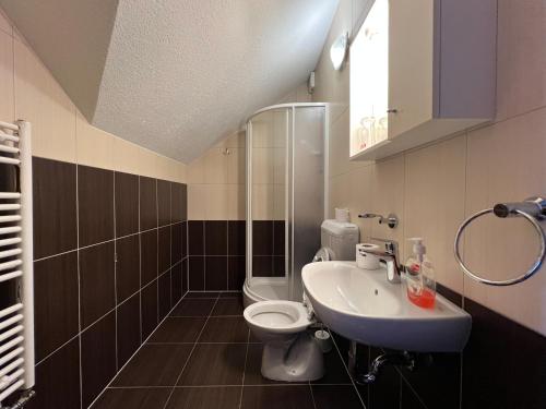 VranovačaHotel & Restaurant Babic的浴室配有白色卫生间和盥洗盆。