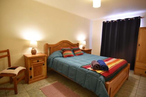 圣佩德罗·德·阿塔卡马Hostal Ayni的一间卧室配有一张带两个枕头的床