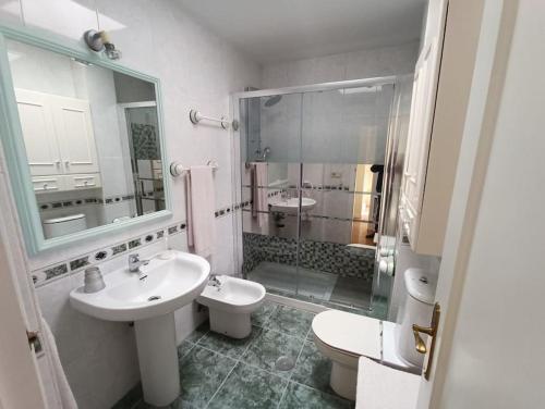 阿瓜杜尔塞Gran vivienda unifamiliar céntrica y cercana al mar的一间带水槽、卫生间和淋浴的浴室