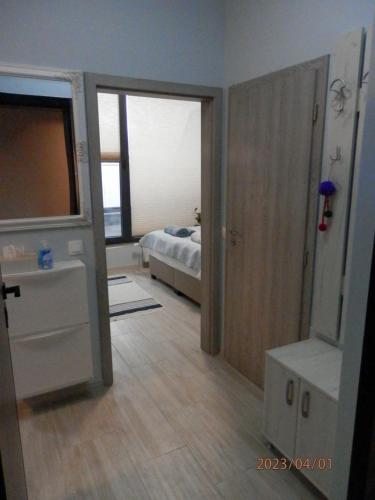 索非亚Апартамент Нова Дружба 2的带一张床和窗户的卧室