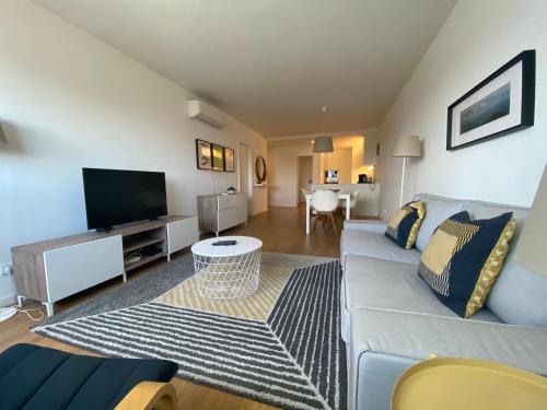 马普托XENON PRIME Urban Apartments的带沙发和平面电视的客厅