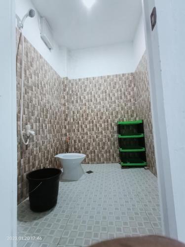马拉帕斯加Chief's Villa Extension的一间带卫生间和绿色架子的浴室