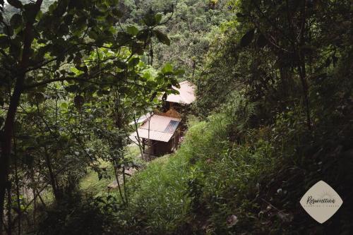 圣弗朗西斯科Cabaña Resurrección的山丘中间的树木房子