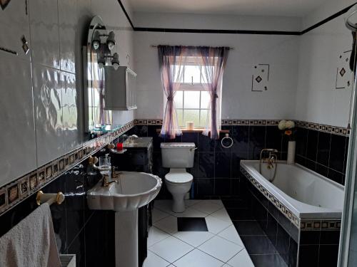 巴拉哈德林Spacious 6 Bed House 10 minutes from Knock Airport的带浴缸、卫生间和盥洗盆的浴室