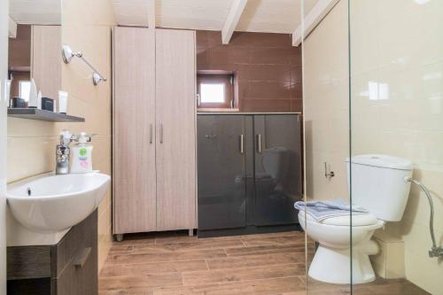 SkináriaVilla Orient Platinum的浴室配有卫生间、盥洗盆和淋浴。
