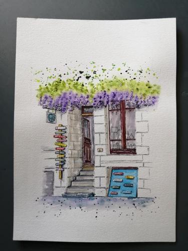 泰尔地区罗谢福尔Chez Catherine的花门画房子的图画