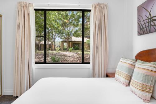 波高尔宾珀科尔滨山丘休闲度假村的一间卧室设有一张床和一个大窗户