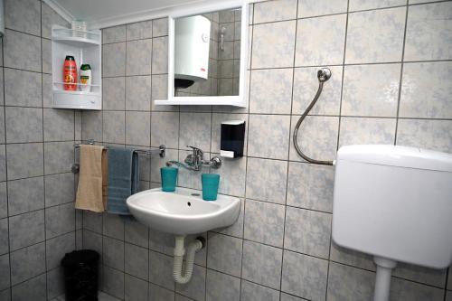 拉克塔希Apartman Sena的一间带卫生间和水槽的浴室