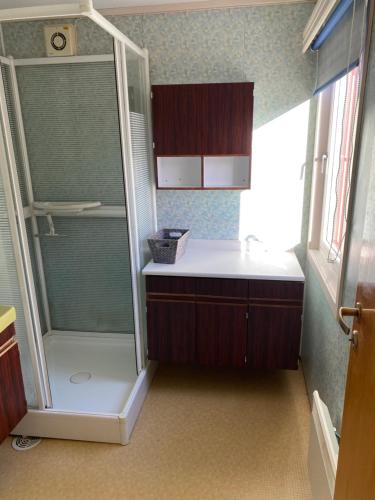 罗伦斯固克LIA的一间带冰箱和水槽的小厨房