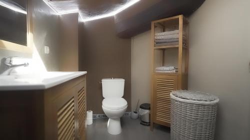 勒宝洛ZENSAN Meublé Maison de Village Le Boulou 66160的一间带卫生间和水槽的浴室
