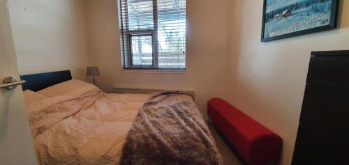 布勒山Beehive 18的一间小卧室,配有床和窗户