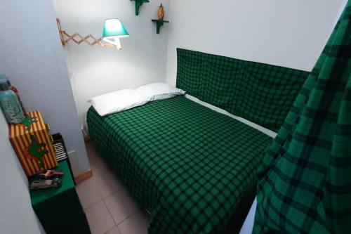 布里昂松Briançon GRANDE TORINO SKYWAY的绿色的床,绿色的床罩