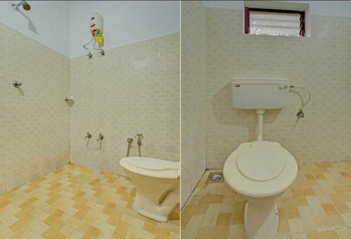蒙纳Mountain View cottage Mankulam的浴室的两张照片,配有卫生间和水槽