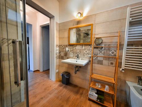 博尔塞纳葡萄度假农庄乡村民宿的一间带水槽和镜子的浴室