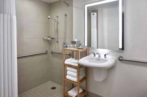 阿林顿克里斯特尔城里根国家机场凯悦酒店的一间带水槽和淋浴的浴室