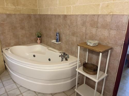 萨奈特Tal-Mans Farmhouse Gozo的带浴缸的浴室和水槽