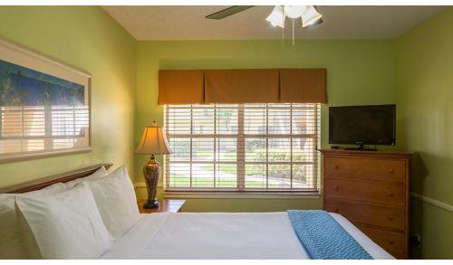 德尔雷比奇Gulfstream Manor的一间卧室配有一张床和一台平面电视