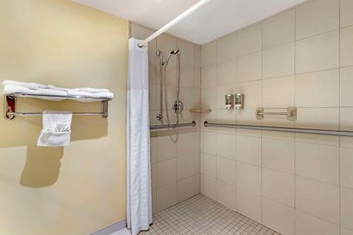 麦卡伦Best Western Mcallen Medical Center的带淋浴和浴帘的浴室