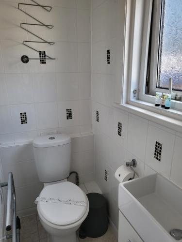 布里德灵顿风信子宾馆的白色的浴室设有卫生间和水槽。