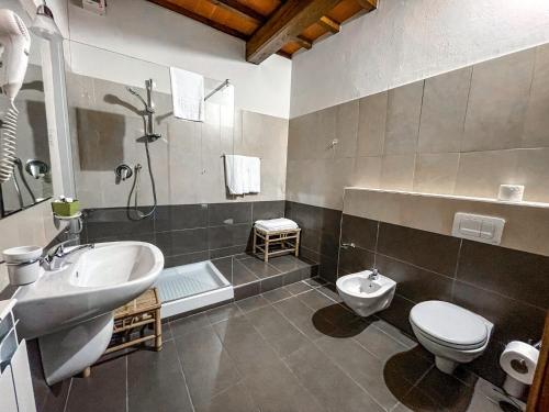 博尔戈圣洛伦索Agriturismo La Topaia的一间带水槽和卫生间的浴室