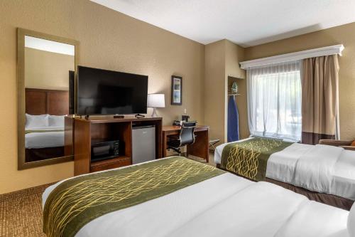 金斯波特南金斯波特康福特茵酒店的酒店客房设有两张床和一台平面电视。