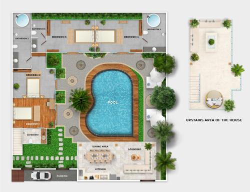 Villa Belize - Lush & Private 4-BDR Villa with Rooftop Terrace平面图