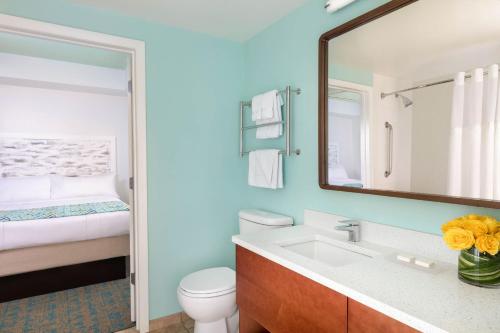 奥兰多哈勃尔湖万豪酒店的一间带水槽、卫生间和镜子的浴室